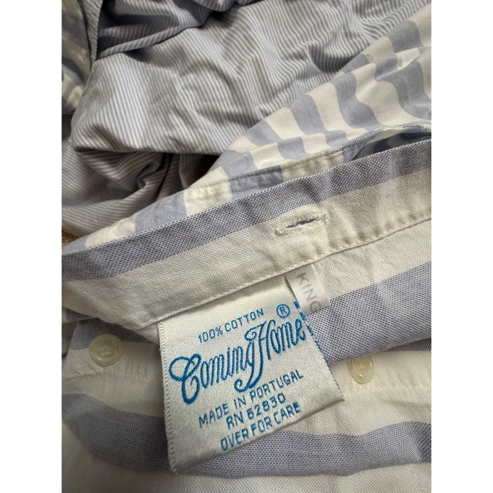 Coming Home lands end King Duvet Cover Set Blue Stripe Cotton cottage beach